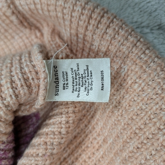 Sundance Sweater Women's M Pink Orange Ombre Avedon Henley Chunky Knit Heavy - Picture 6 of 7